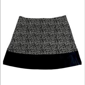 Michael Michael Kors Skirt Black White Print Faux Leather Hem Side Zipper XXL